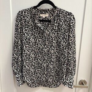LOFT Sheer Animal Print Blouse – XS
